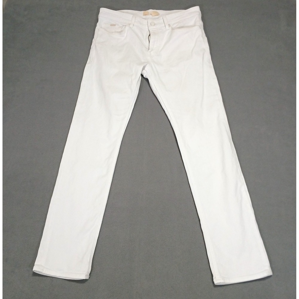Boss Hugo Boss Men 32x30 White Stretch Cashmere-Touch Slim Fit‎ Candiani Jeans